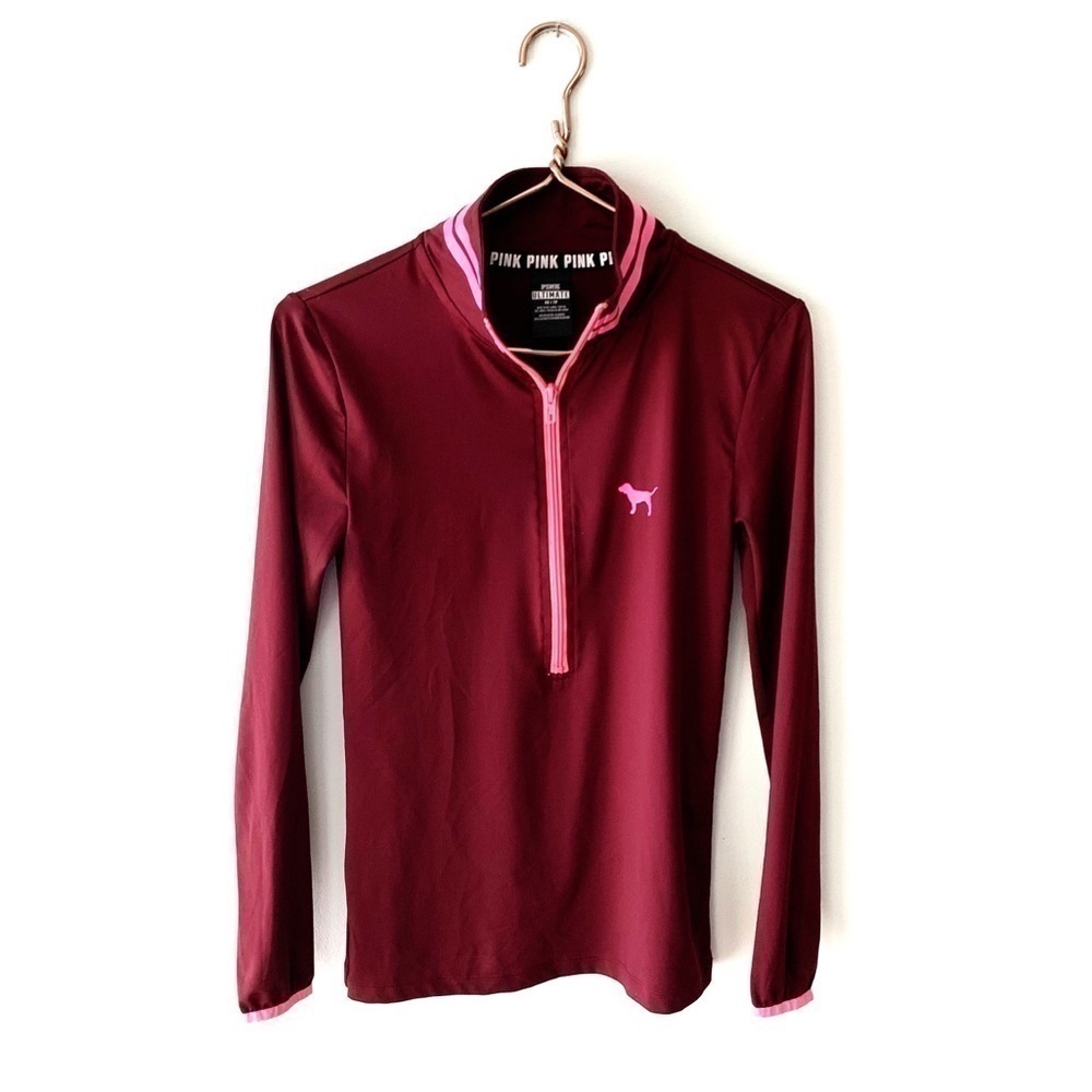 VS PINK | Ultimate Maroon Pullover 1/4 Zip Shirt